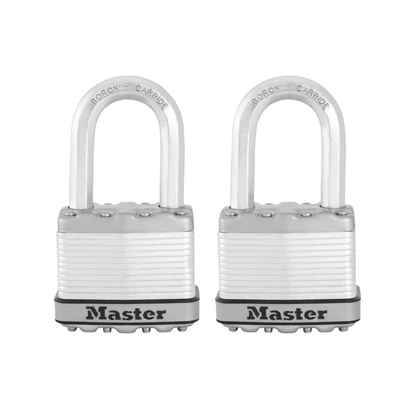 Master Lock M5XTLF Magnum Heavy Duty Outdoor Padlock with Key, 2 Pack Keyed-Alike Silver - Image 1